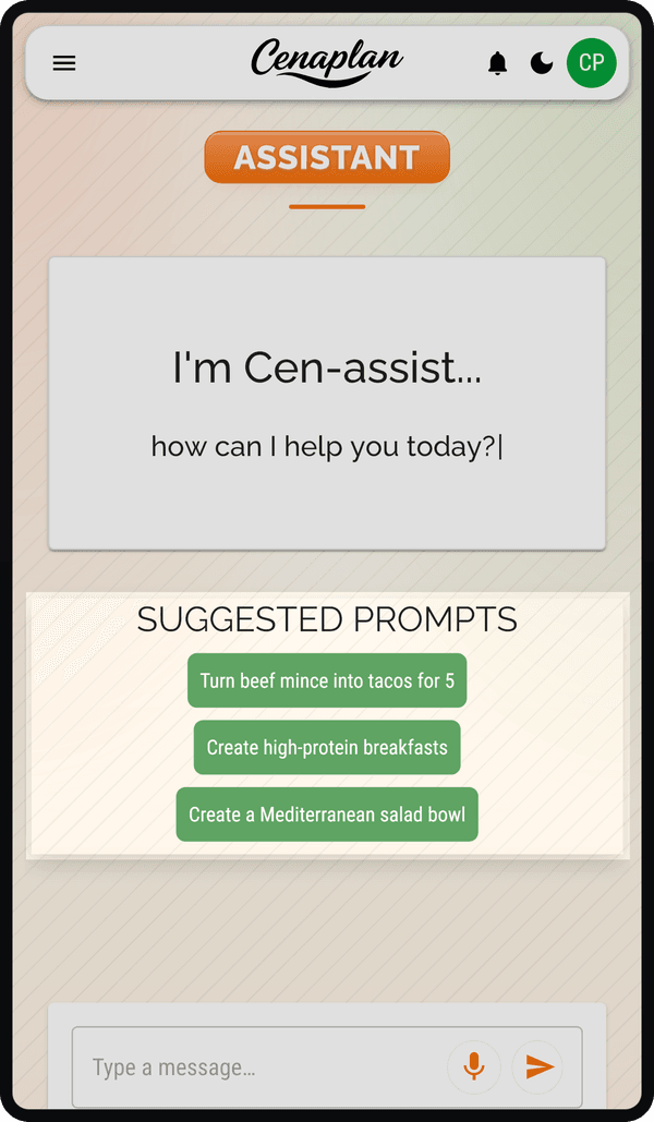 Suggested prompts carousel
