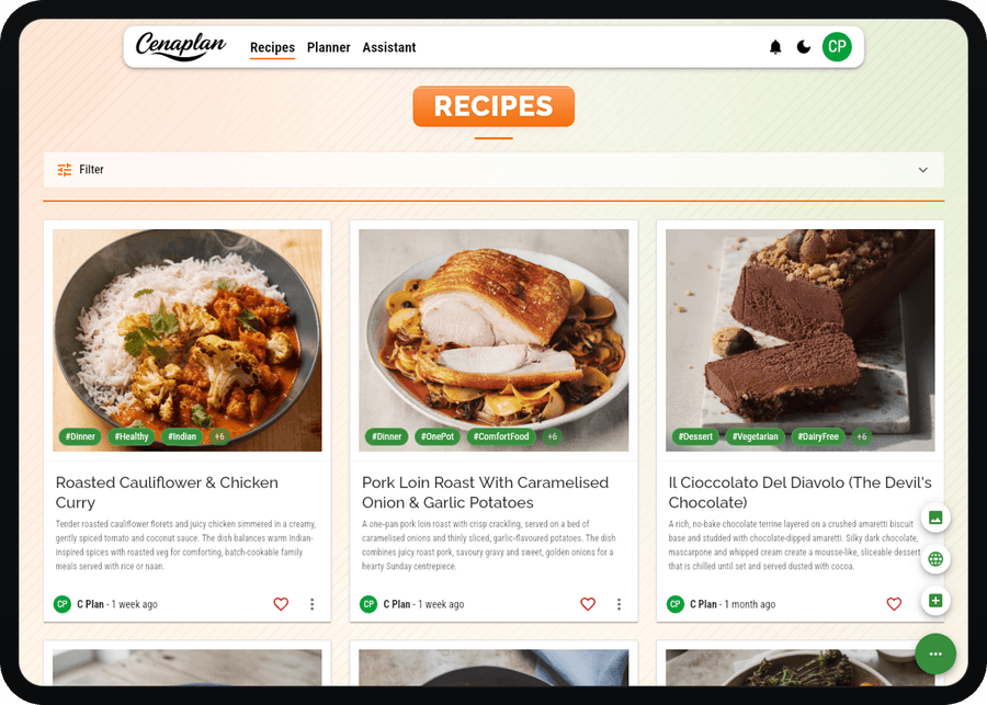 Cenaplan product interface